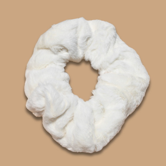 Korean Fur Scrunchie (white )