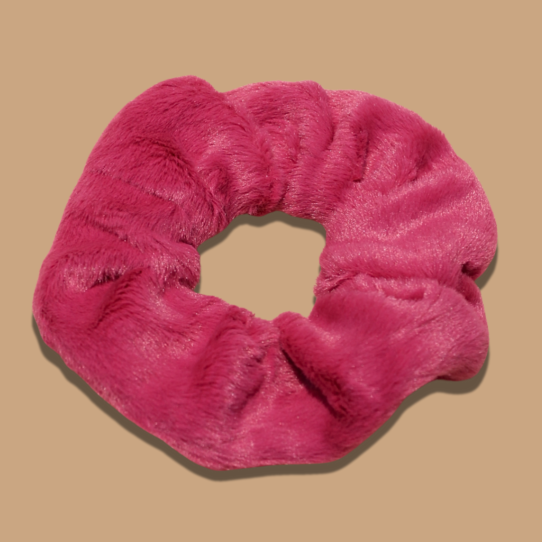 Korean Fur Scrunchie (Dark pink )