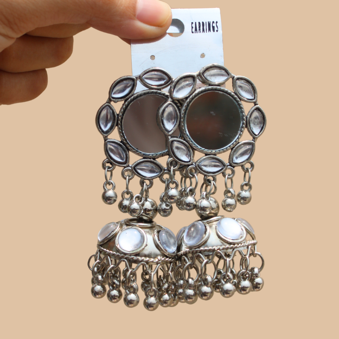 Kundan Small mirror Jhumka