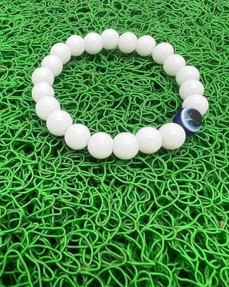 White Beads Evil eye bracelet