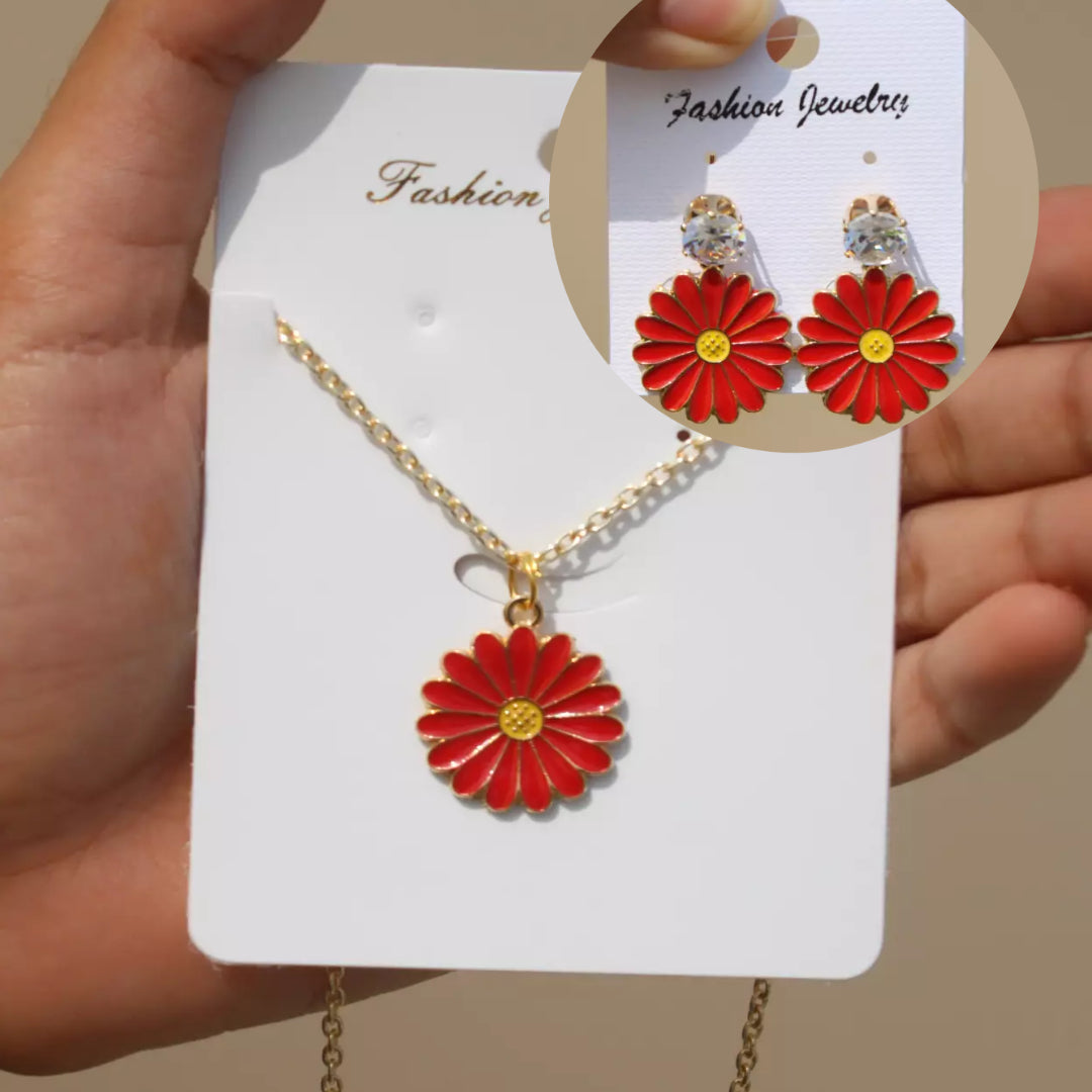 Pendant & Earring Combo Set ( Red )