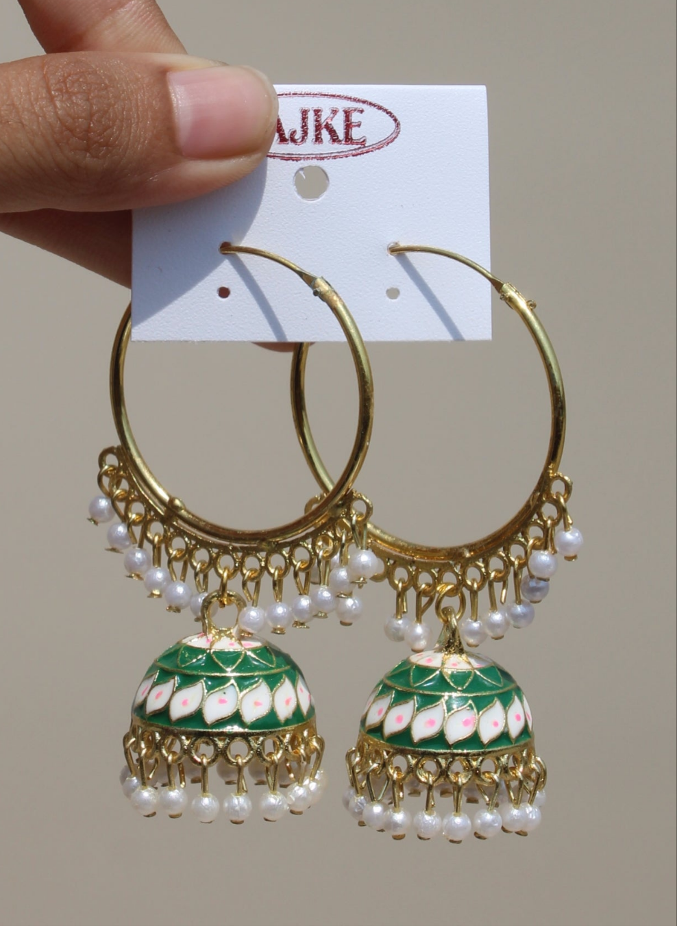 Dark green Meenakari Jhumka