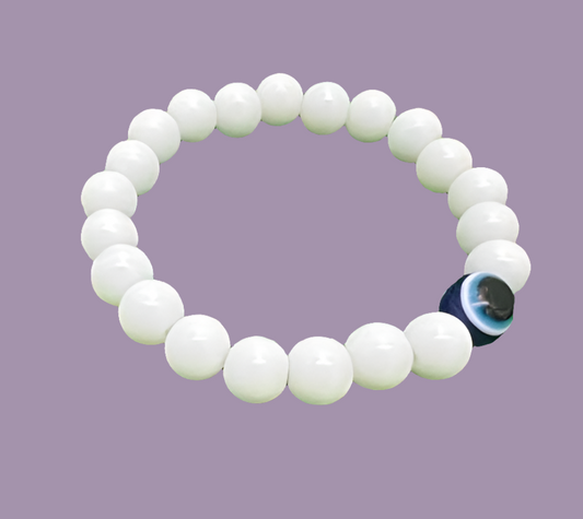 White Beads Evil eye bracelet