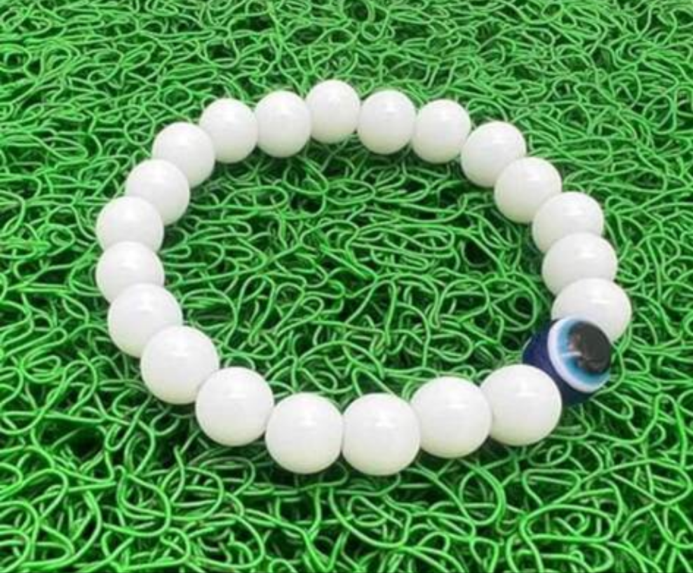 White Beads Evil eye bracelet