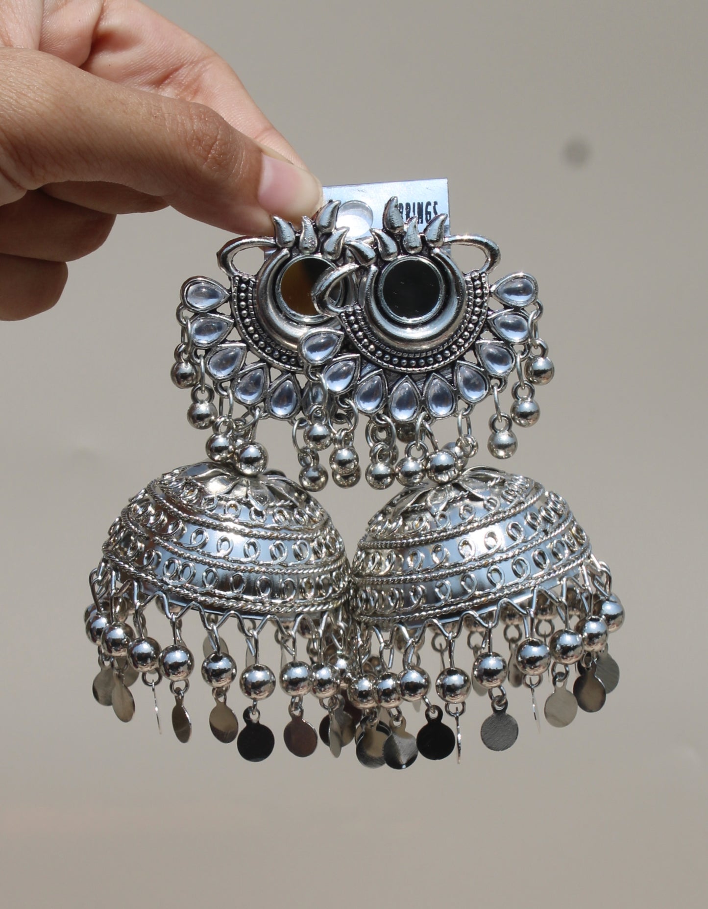 Silver Oxidised Jhumka