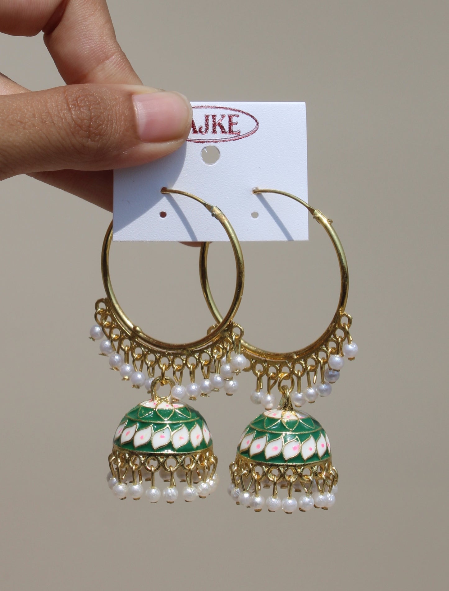 Dark green Meenakari Jhumka