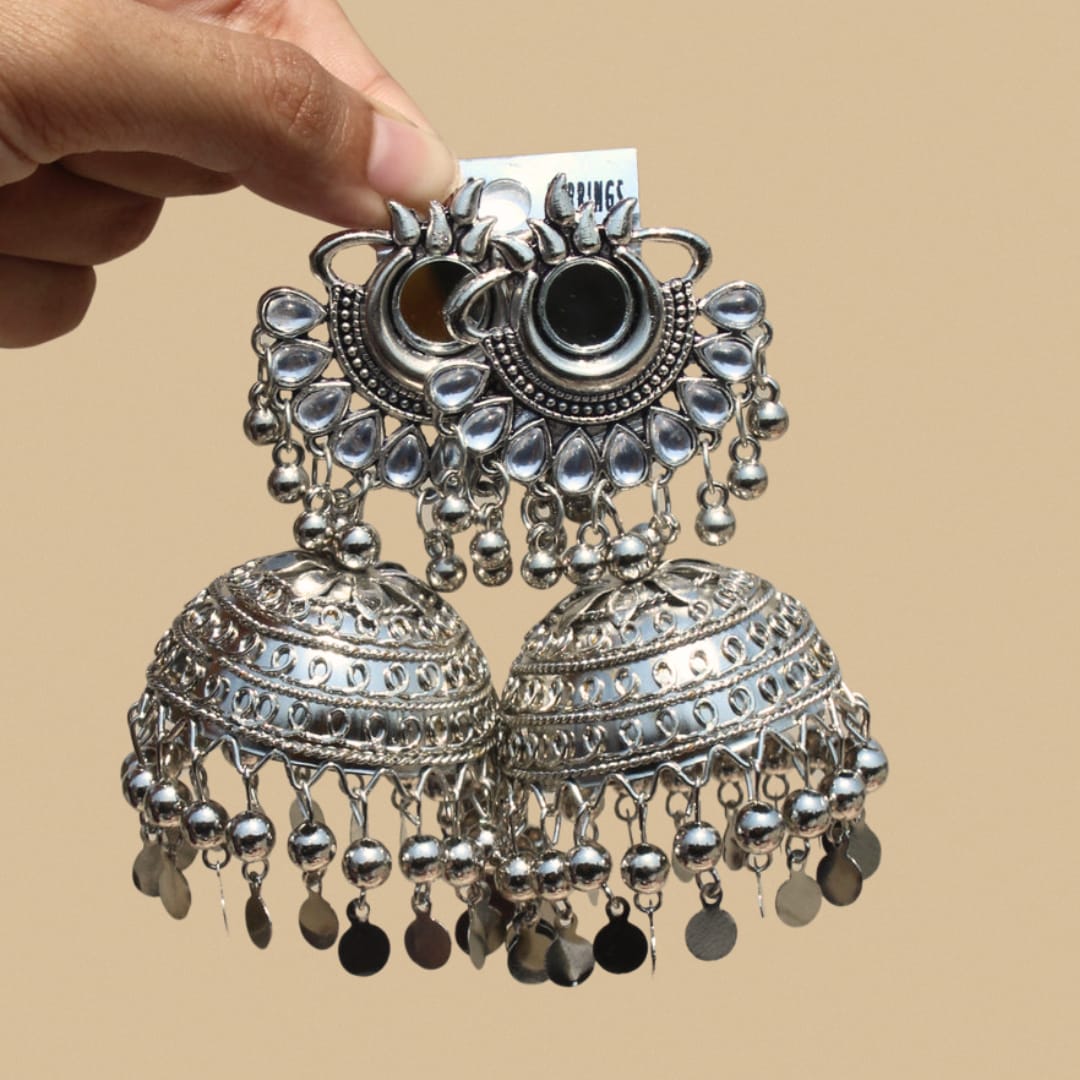 Silver Oxidised Jhumka