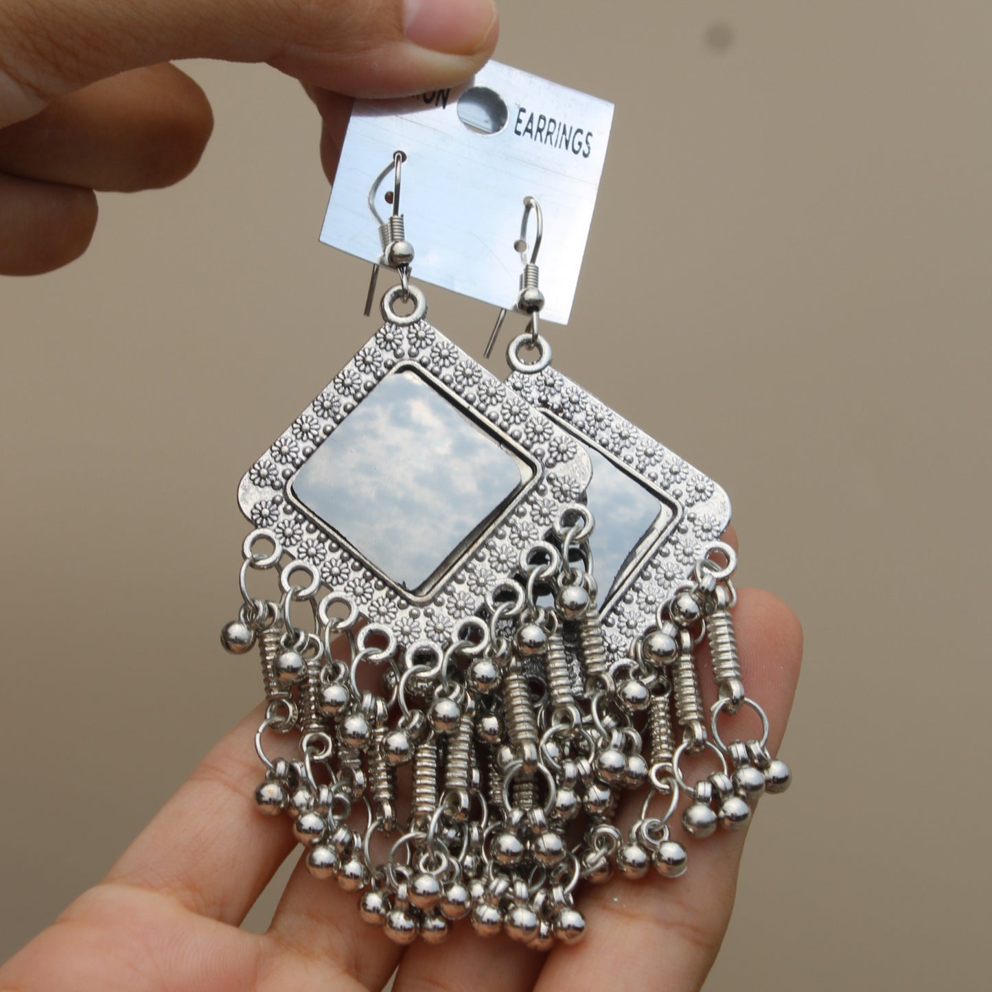 Mirror oxidised Earring