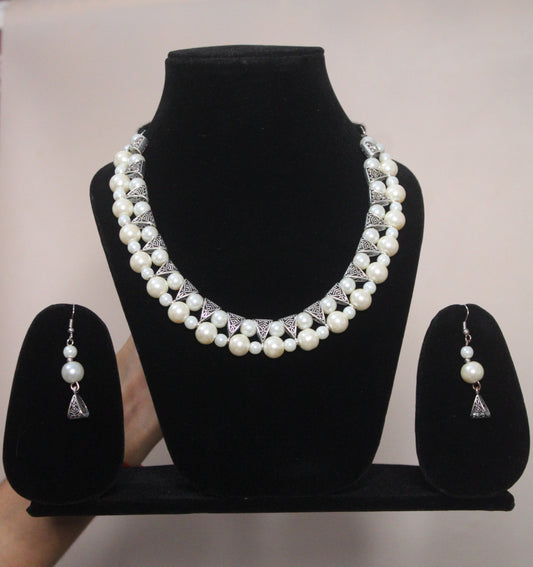 Pearl necklace set with earring