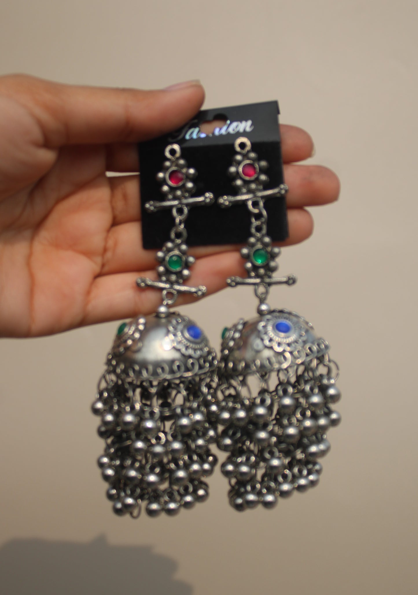 Black Polish Afghani Earring