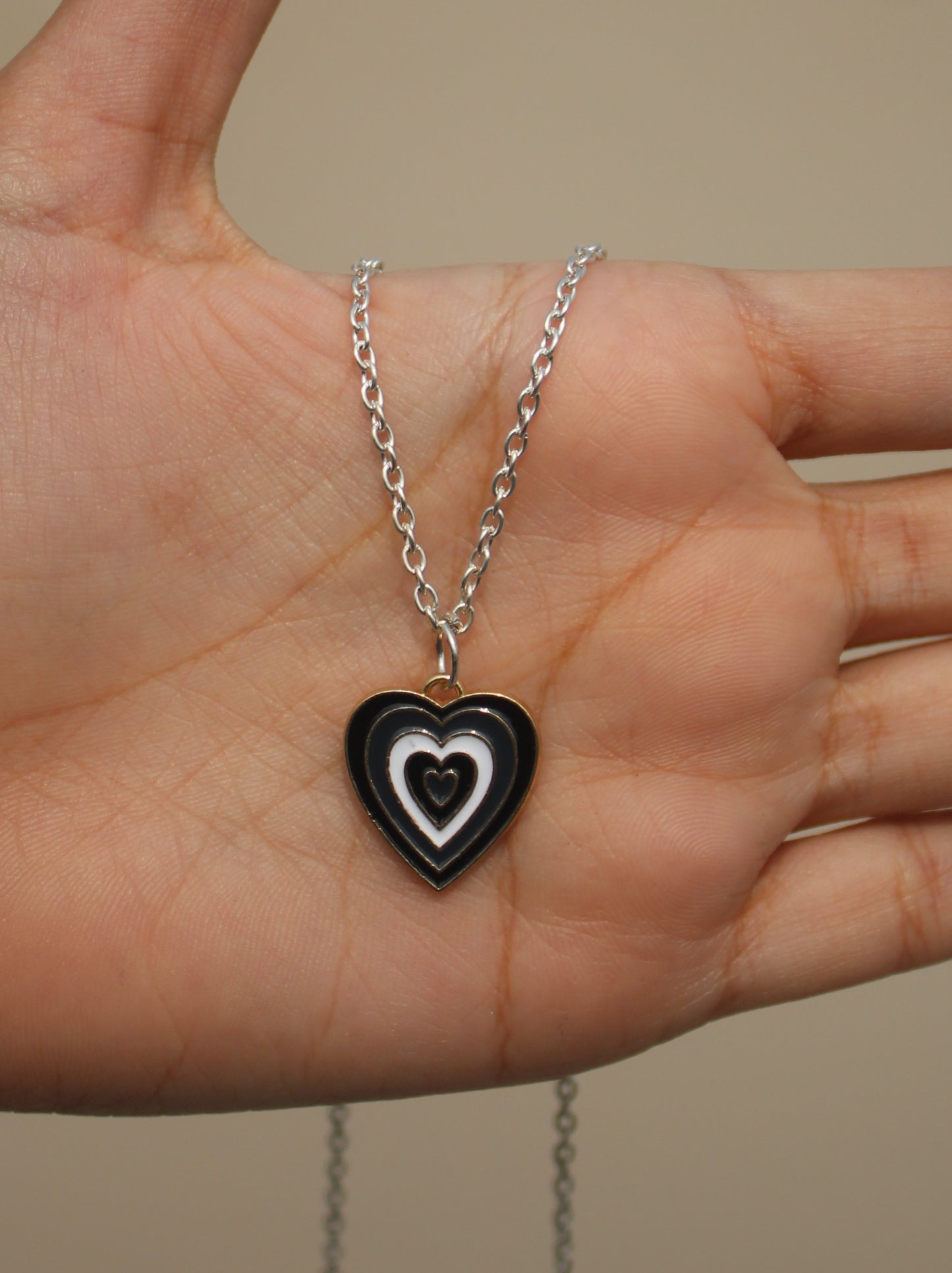 B&w Heart Pendant