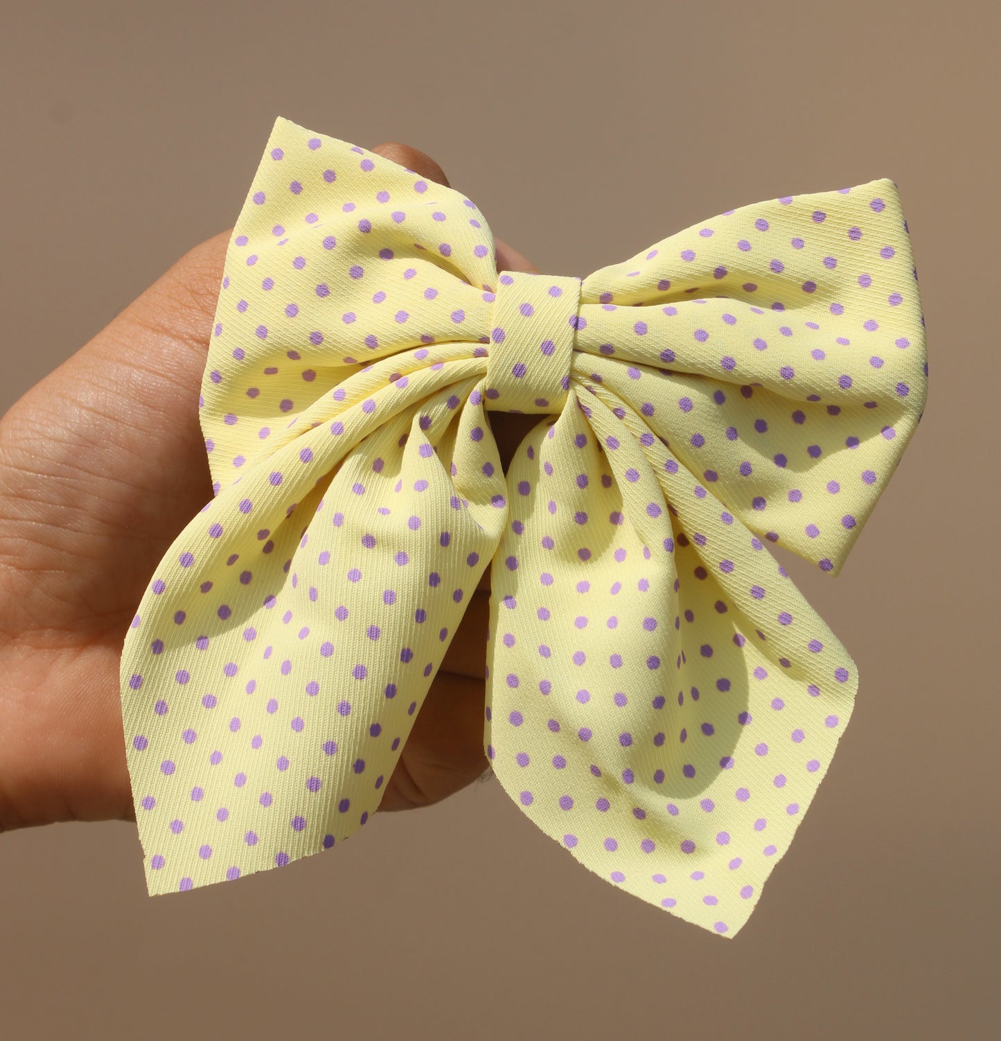 Polka Dot Bow Clip ( Yellow )