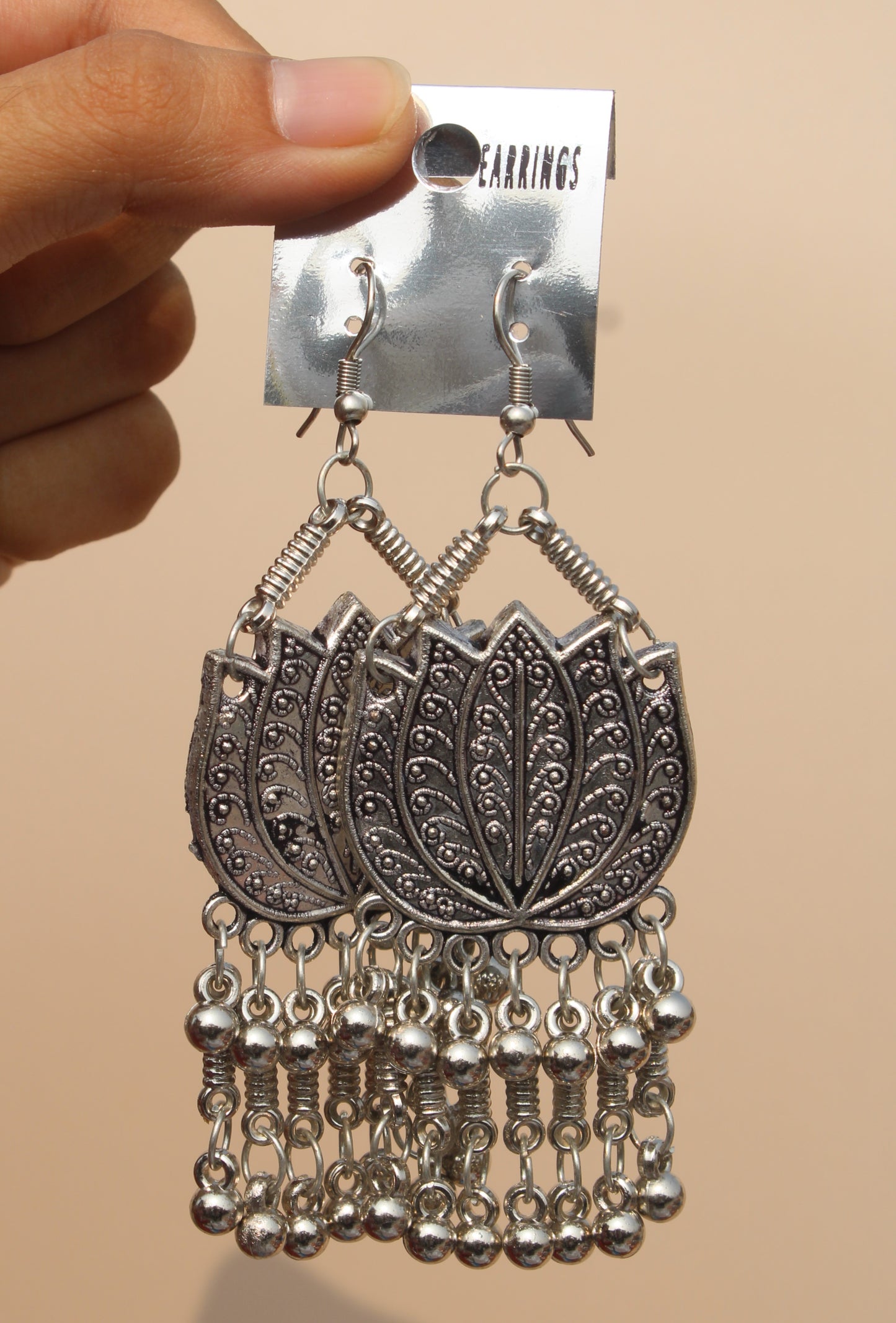 Lotus Oxidised Earring