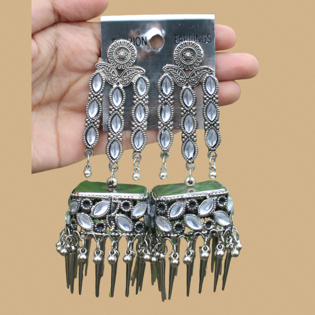 Oxidised Geometrical Jhumka