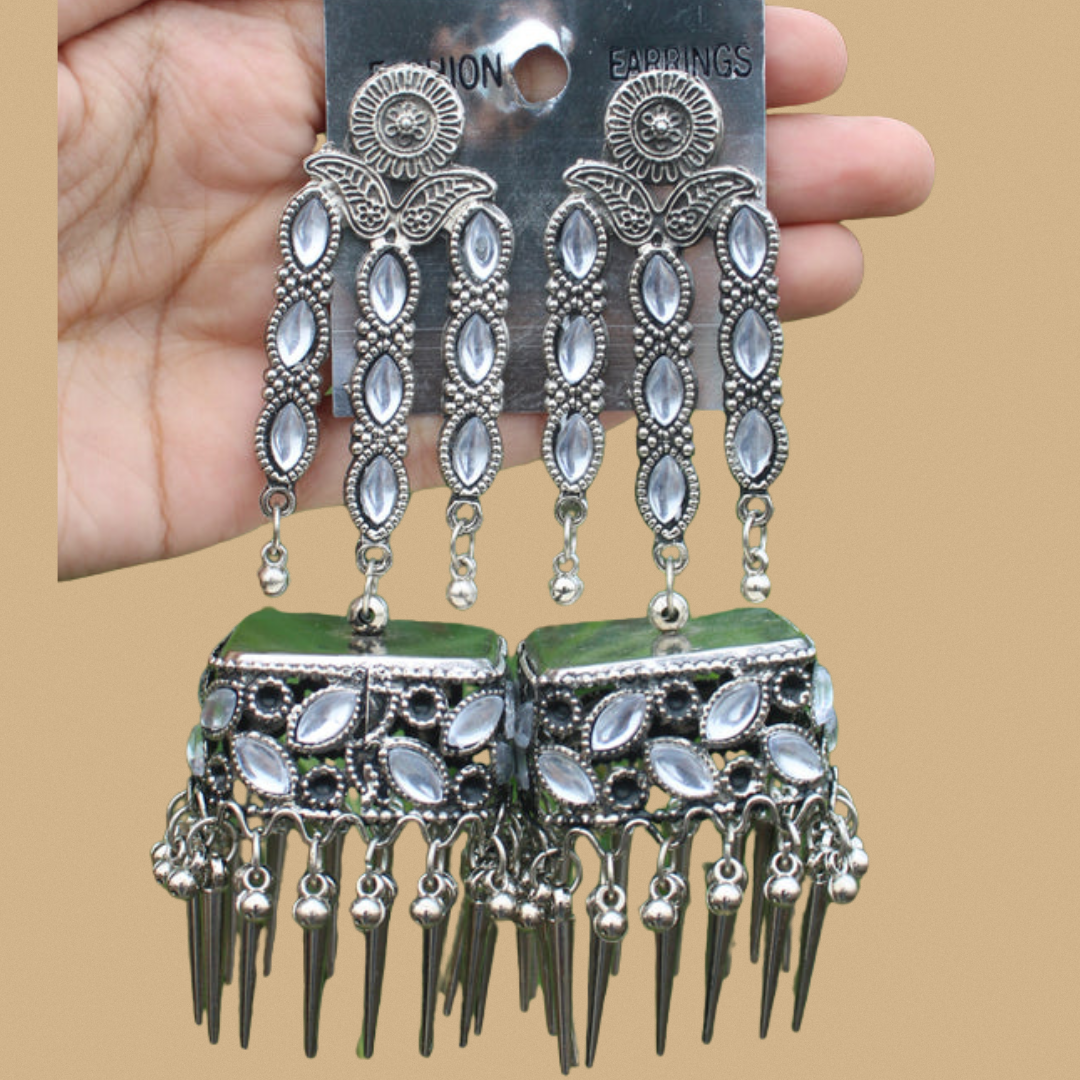 Oxidised Geometrical Jhumka