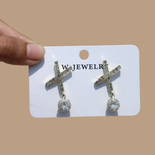 Korean Cross Earring (925 Silver )