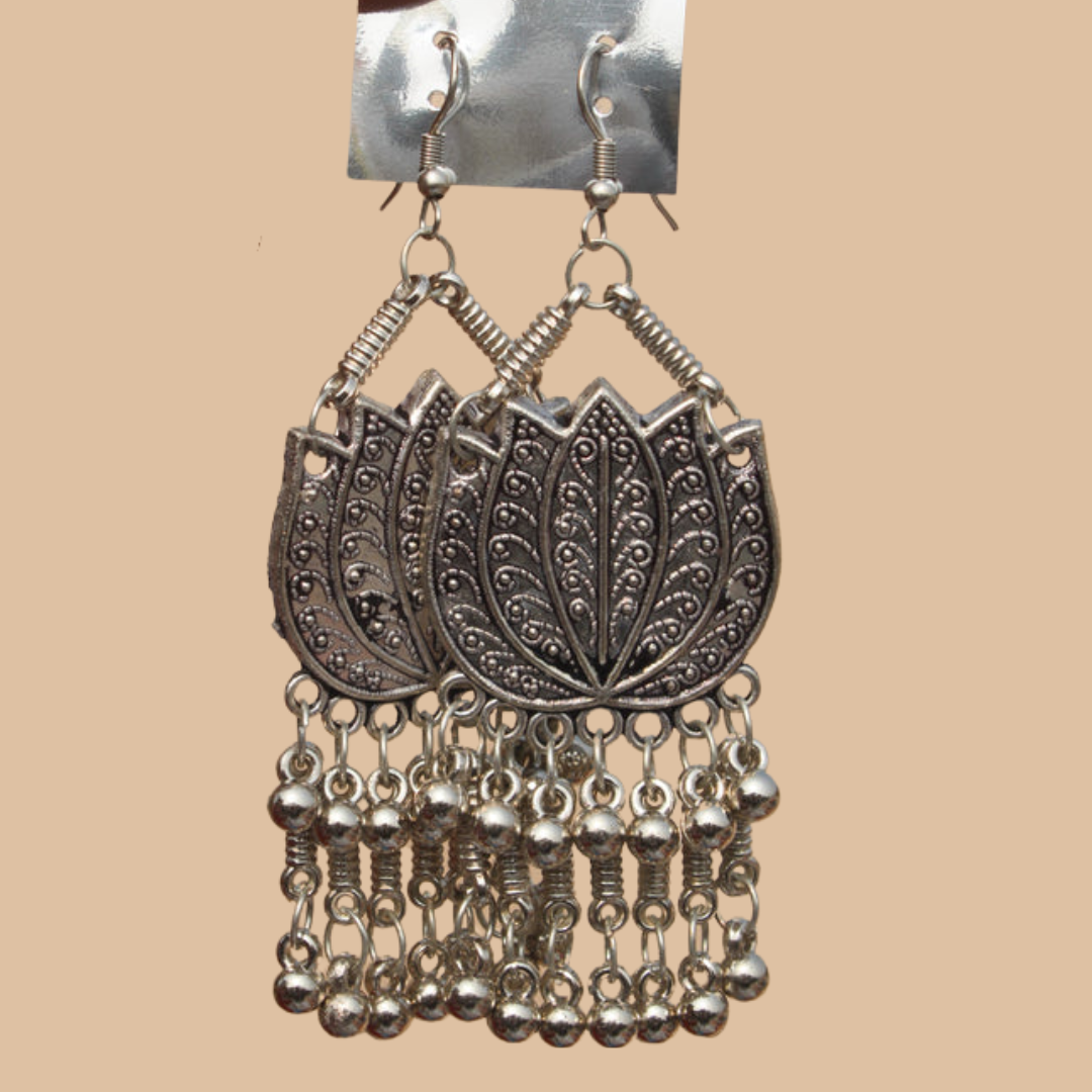 Lotus Oxidised Earring