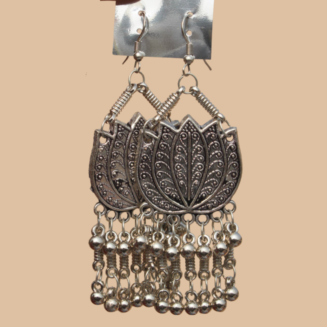 Lotus Oxidised Earring