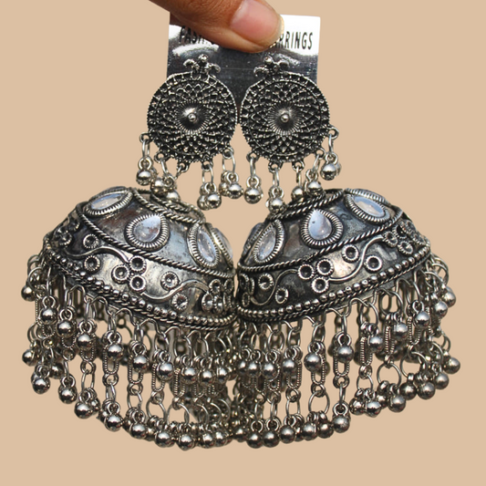 Jumbo Size oxidised Jhumka