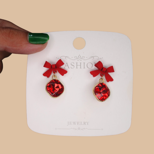 Wknd Red Bow Earring