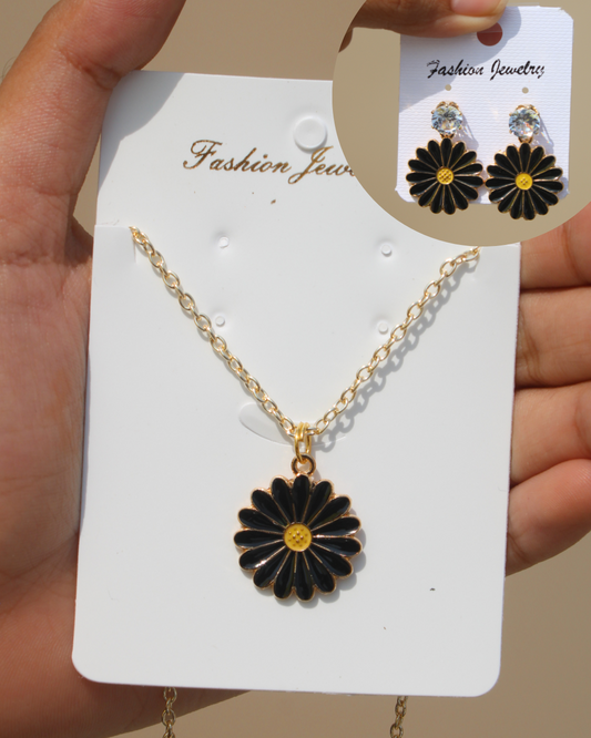 Pendant & Earring Combo Set ( Black )