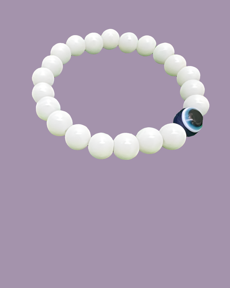 White Beads Evil eye bracelet